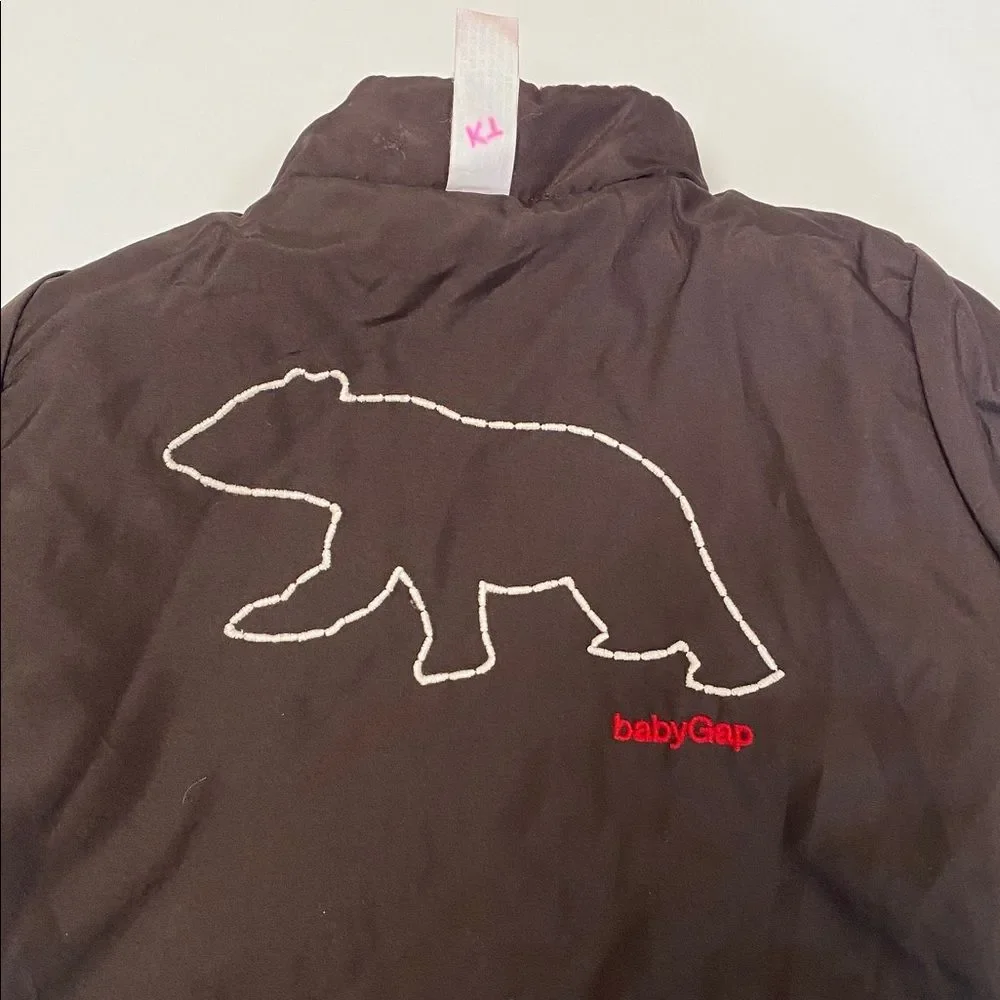 Baby GAP Reversible Jacket Infant 0-3 Months Red Corduroy Brown Bear Chore Coat